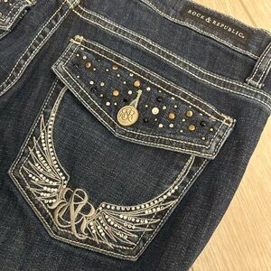 Rock & Republic Kasandra Boot Cut Studded Jeans 14
